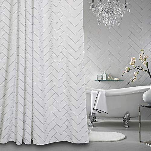 AIMJERRY Luxury Hotel Style Striped Fabric Shower Curtain for Bathroom, Modern White 72 X 72 Inch