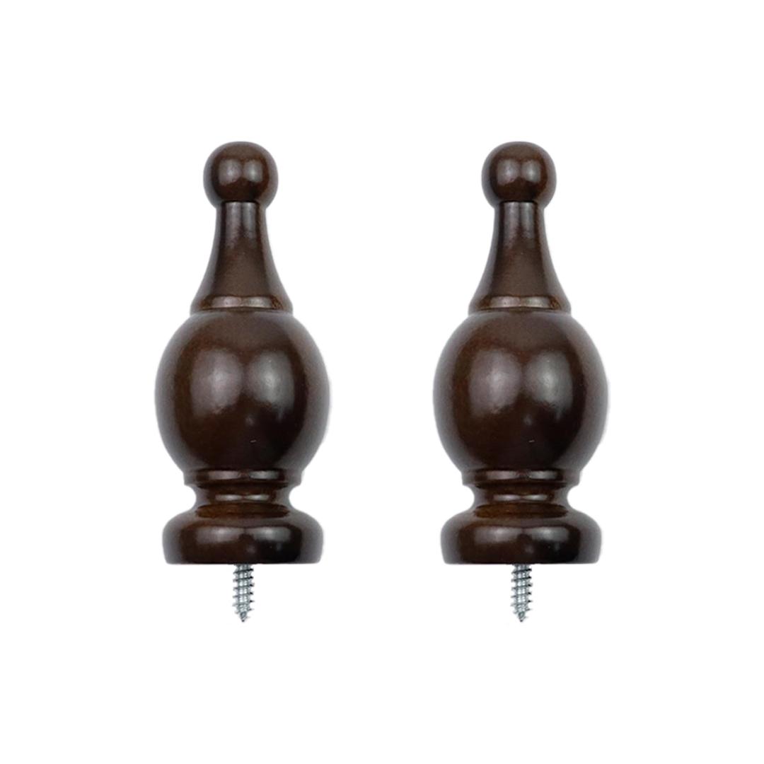 T TuleadWood Curtain Rod Finials Decorative Drapery Rod Finials Bed Post Finial 1.1-Inch Screw Curtain Rod Finials Pack of 2