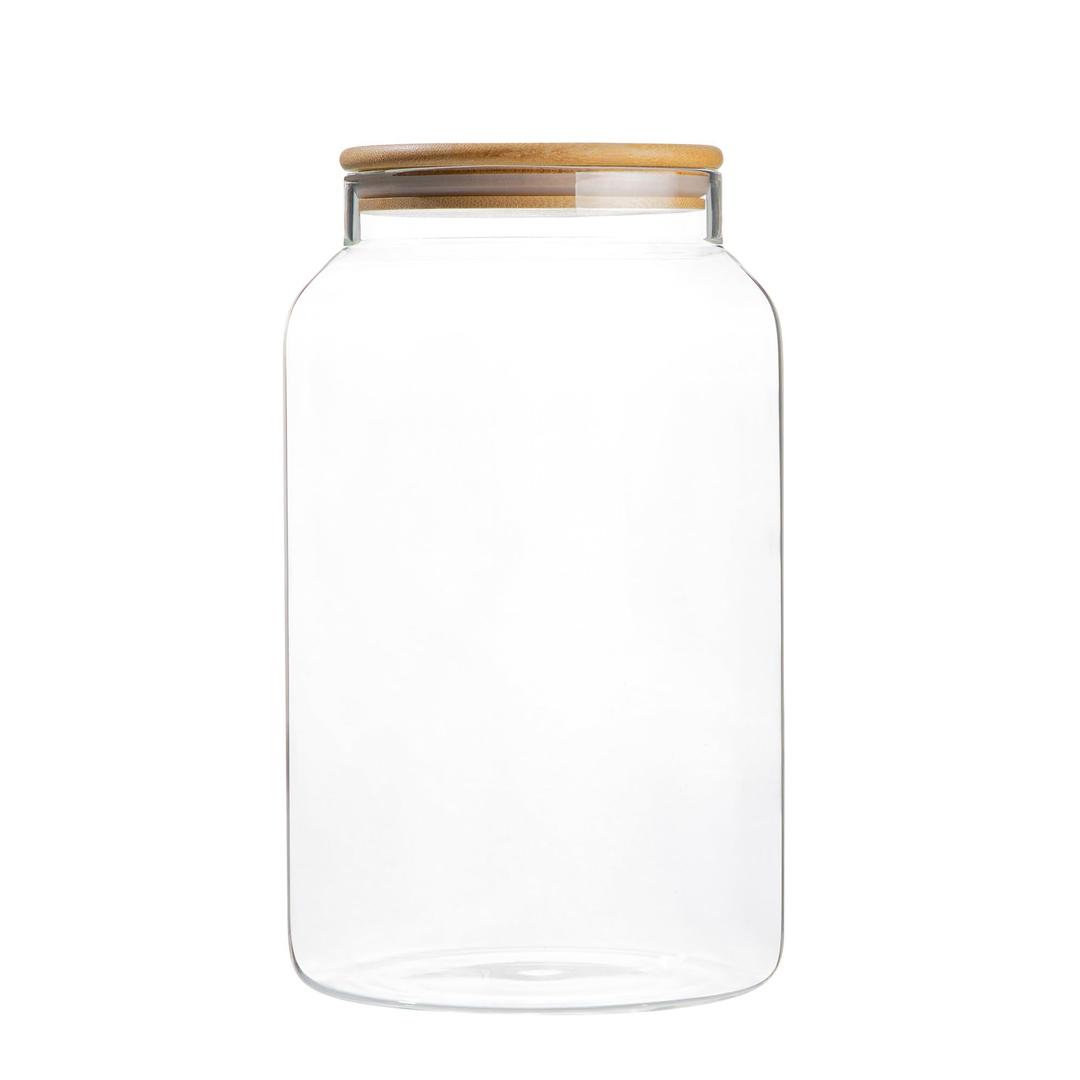 1 Gallon Glass Large Jar with Airtight Bamboo Lid - Strong Clear Borosilicate Canister for Kitchen Food Storage Organizing, Terrarium, Pantry Decorative Container & Laundry Room - Pack of 1