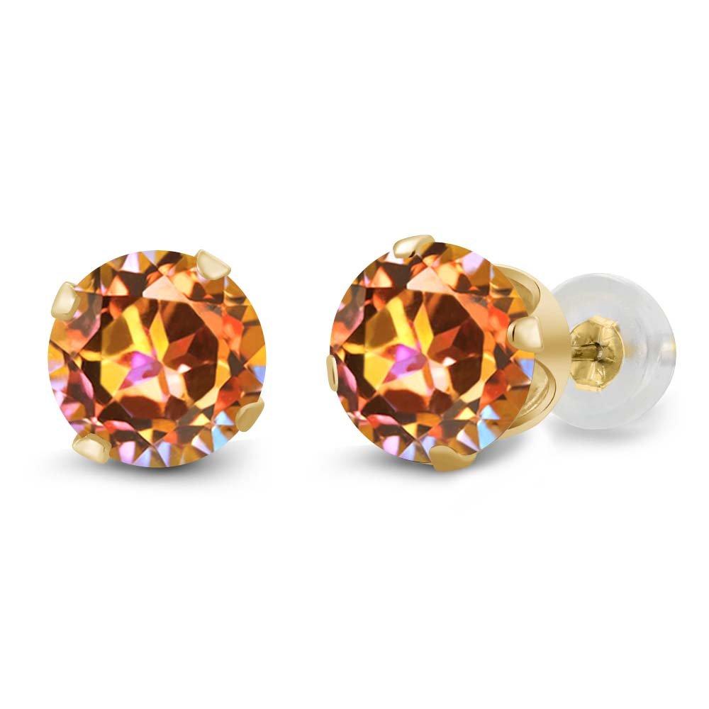 Gem Stone King14K Yellow Gold 6MM Round Gemstone Birthstone 4-Prong Stud Earrings | Gold Earrings For Women