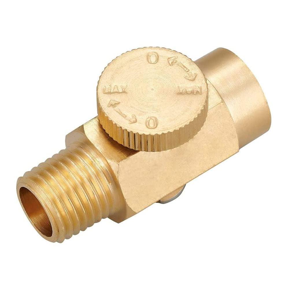 TERRIFI Brass In-Line Air Flow Regulator Valve, 1/4" NPT Male to 1/4" NPT Female Fitting, Air Pressure Compressor Control Tool