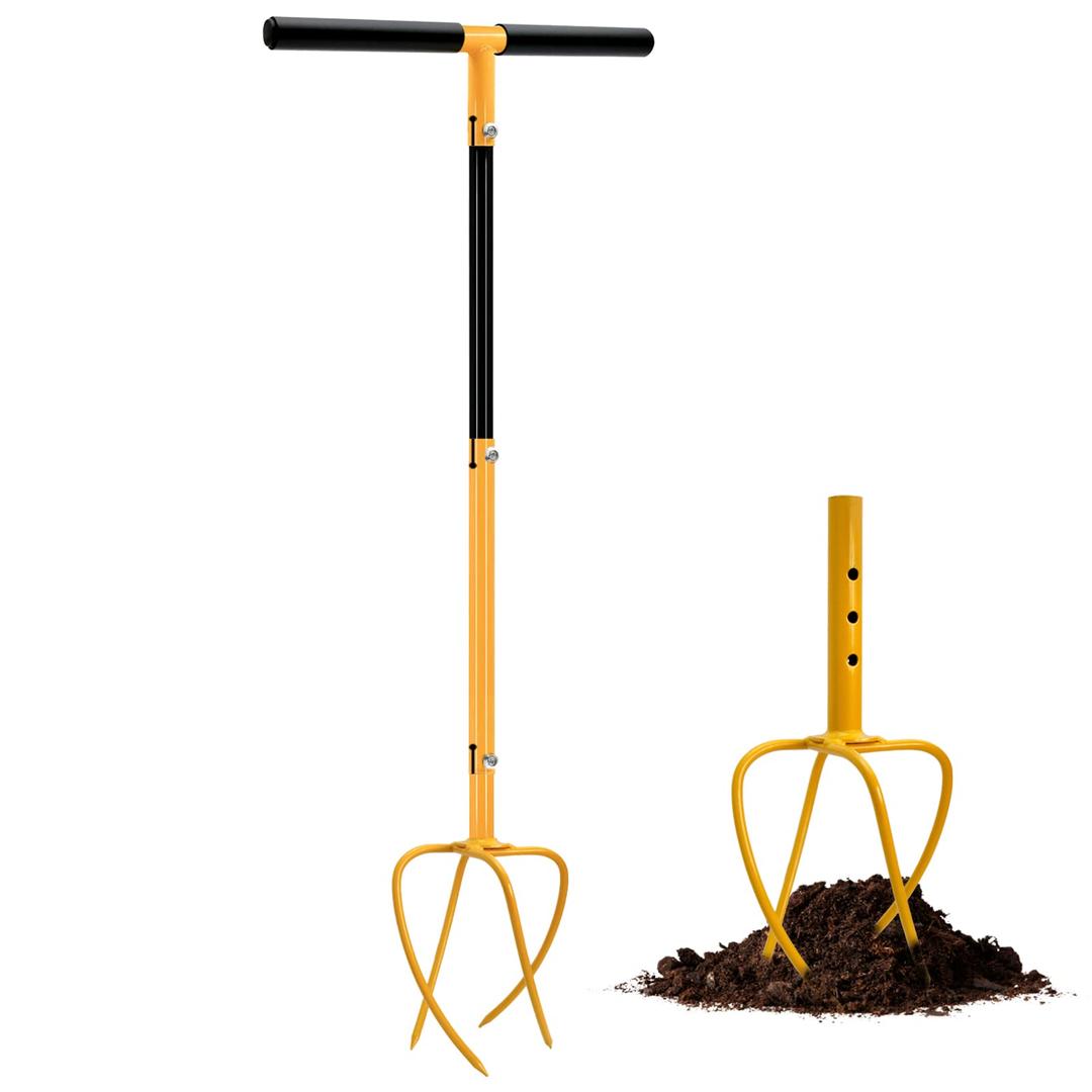 Hand Tiller Garden Tiller, Manual Twist Tiller with Long Handle, Garden Tiller Claw Cultivator Lawn Aerator Soil Ripper for Gardening Bed and Plant Box, 3 Adjustable Height