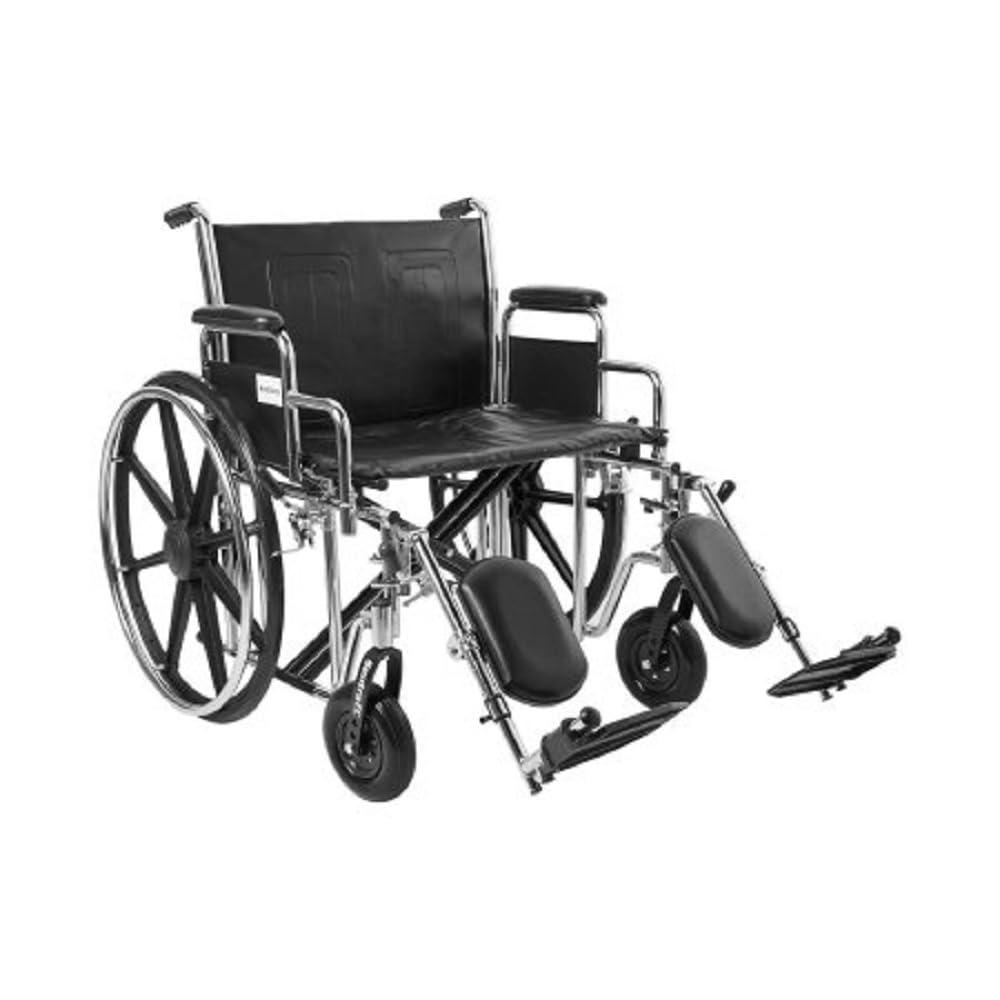 24" Bariatric Wheelchair, Steel Frame, Black, Detachable Desk Arm, Swing Away Elevating Leg Rest, 450 Lb. Capacity