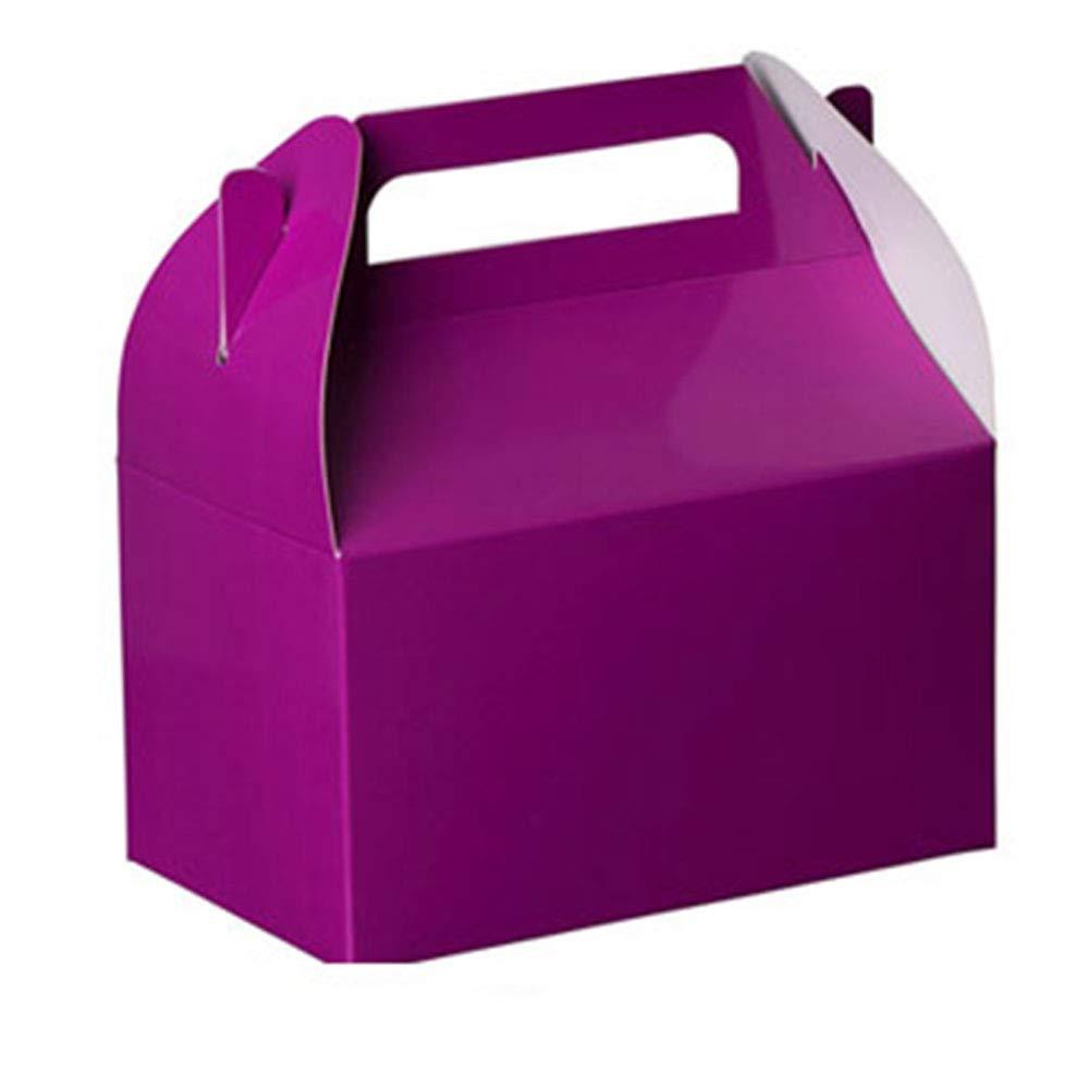 Hammont Candy Boxes Party Favors - 10 Pack Paper Gable Boxes - Ariel Birthday Party Supplies Favor Boxes - Mermaid Birthday Bag & Party Treat Box for Goodies & Gifts –- 6.25" X 3.75" X 3.5" (Purple)