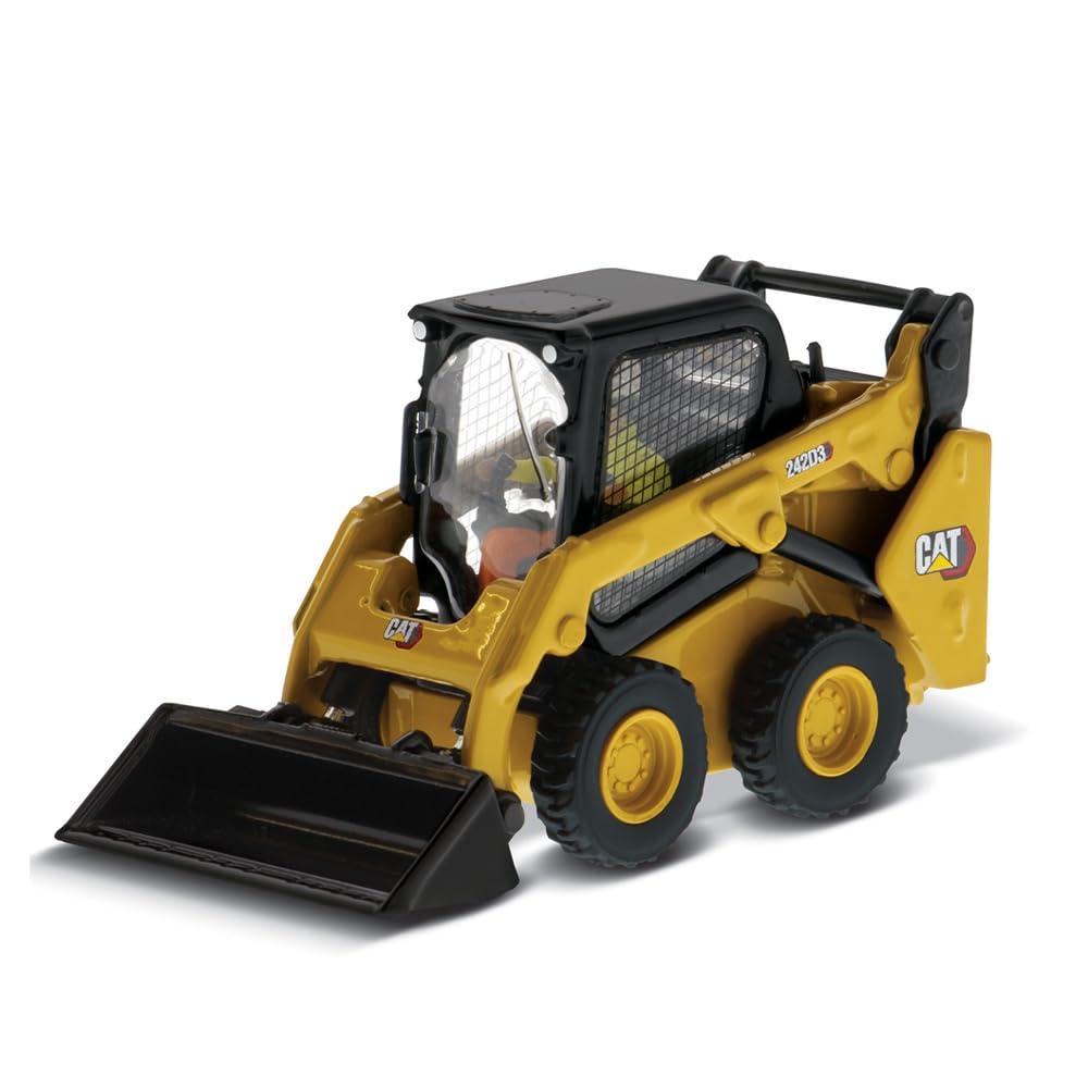 Diecast Masters 1:50 Caterpillar 242D3 Skid Steer Loader with Attachment Accessories | High Line Series Cat Trucks & Construction Equipment | 1:50 Scale Model Diecast Collectible | DM Model 85676