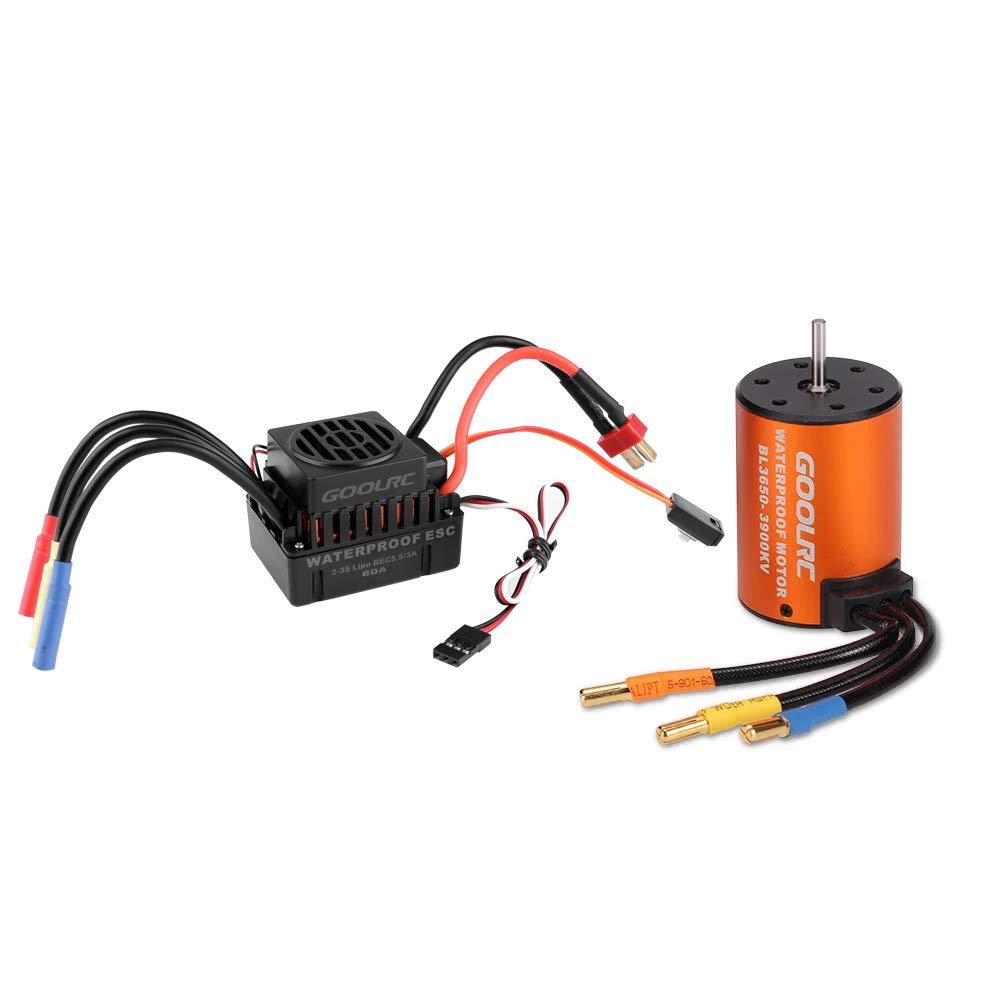 GoolRCUpgrade Waterproof 3650 3900KV Brushless Motor with 60A ESC Combo Set for 1/10 RC Car Truck