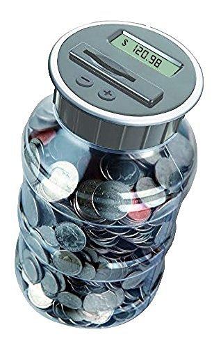 Digital Coin Bank Savings Jar by Digital Energy - Pennies Nickles Dimes Quarter Half Dollar Change Counter | Clear Jar with LCD Display