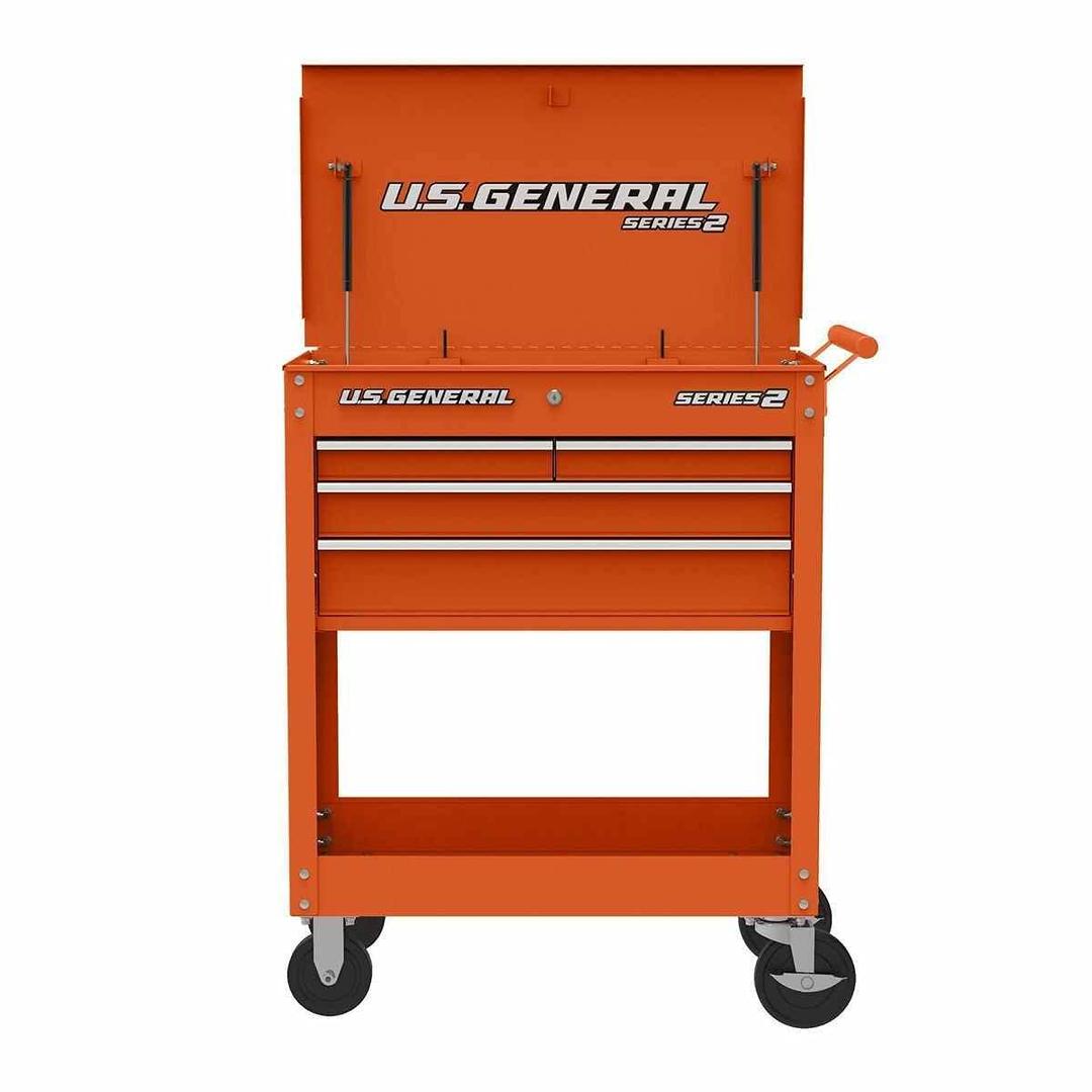 Roller Cart Tool Cabinet Storage Chest Box Glossy 4 Drawer 580 Lb. Capacity - Orange