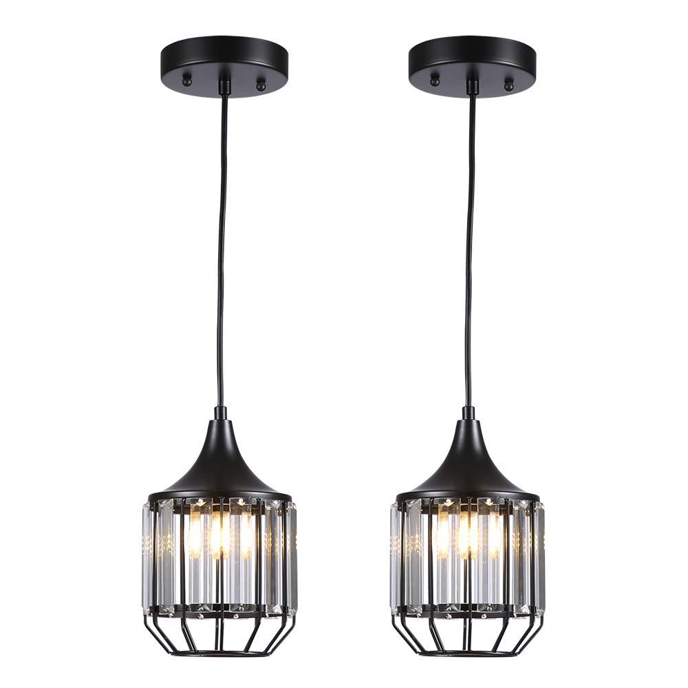 Black Crystal Pendant Light 2 and 3 (2 Pack)