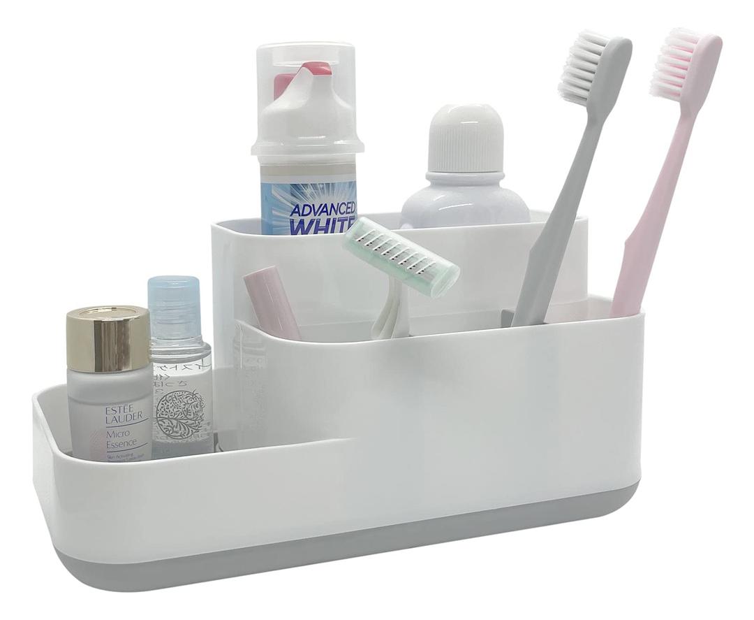 Toothbrush Holder,Bathroom Organizer Countertop,Bathroom Tray Caddy,Multi-Functional 5 Compartments Storage Organizer for Kitchen Counter/Vanity Organizer/Office Desk,Detachable Bottom Easy to Clean