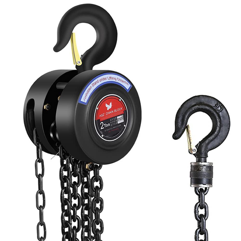 Manual Chain Hoist | 1 Ton/2000 lbs Capacity | 10’ Lift | 2 Hooks | Manual Hand Lift Steel Chain Block Hoist (1T)