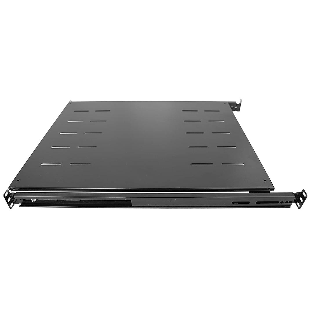 RAISING ELECTRONICS Sliding Fixed Rack Server Shelf 1U 19inch 4 Post Rack Mount-Adjustable 24inch-32inch