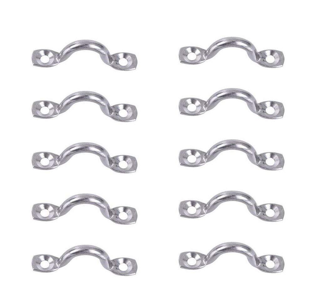 Penta Angel 10Pcs 3/8" Stainless Steel 316 Bimini Boat Top M5 Pad Eye Deck Loop Strap Tie Down Anchor Point footman's Loop for Kayak Canoe Rigging