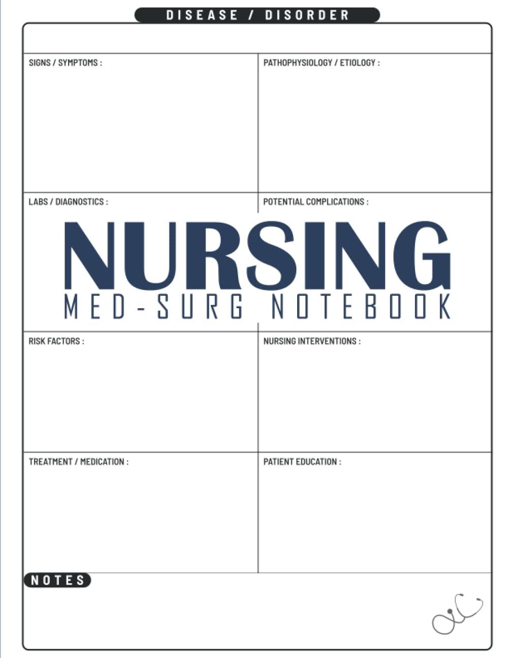 Nursing Med-Surg Notebook: Blank Template For Medical Surgical Nursing 8,5" x 11" Paperback – July 29, 2022