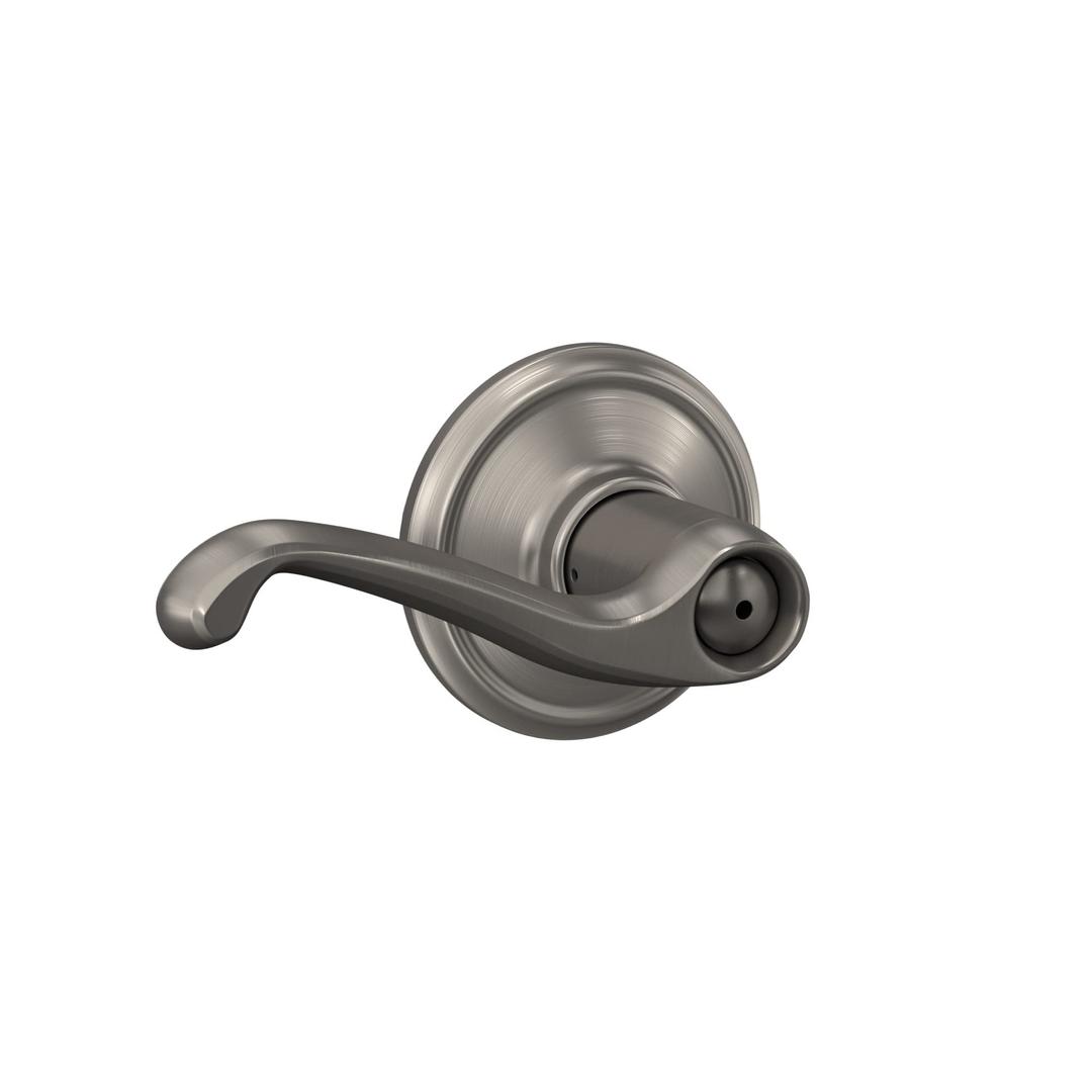 SCHLAGEF40 FLA 619 Flair Door Lever, Bed & Bath Privacy Lock, Satin Nickel