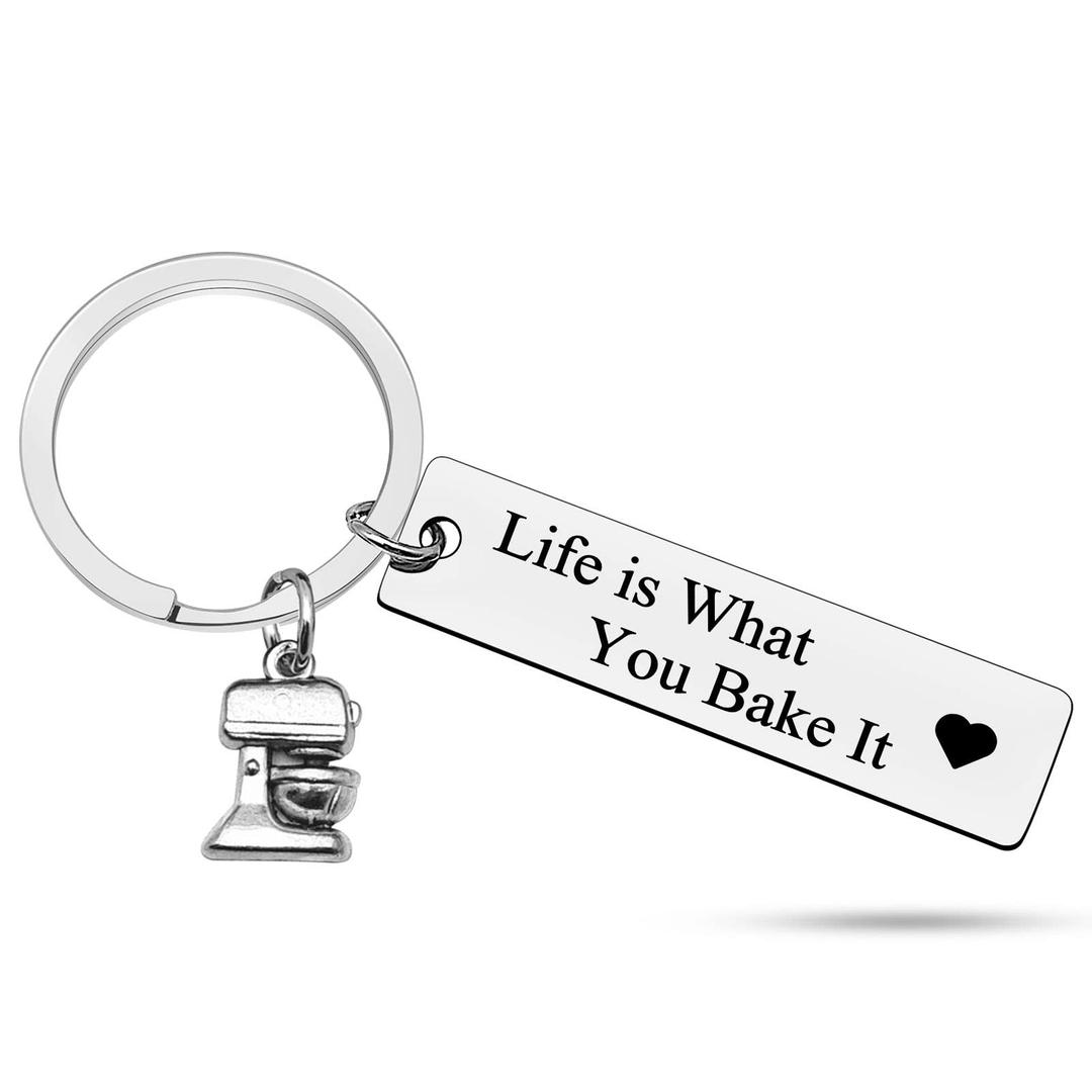 Baker Gift Baking Keyring Gifts for Baker Life is What You Bake It Bake Lover Keyring Gift Baking Gift Culinary Student Gifts Culinary School Graduation Gift Pastry Chef Gifts for Women Keyring