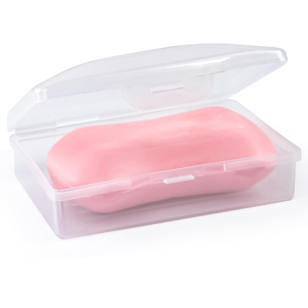 1 Pcs Clear White Travel Soap Box with lid and Draining Holder, Soap Dish, Soap Rest for Bathroom Shower Home Outdoor Gym Fitness, The Top of The Lid is Detachable for Putting Soap