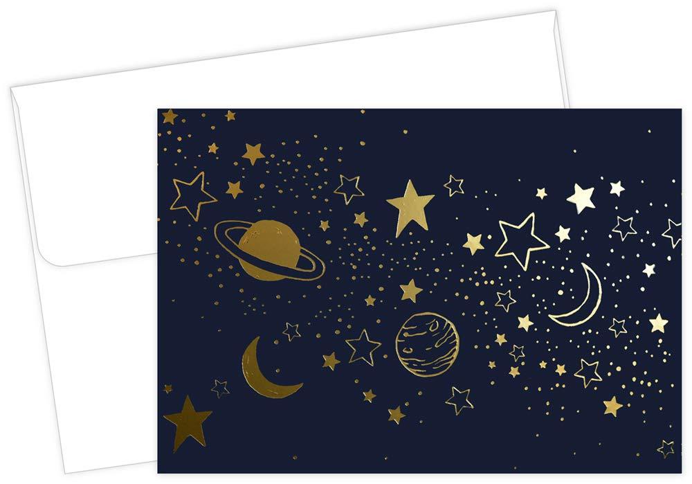 Great Papers!Cosmic Night Gold Foil Note Card & Envelopes, 4.875" x 3.375", 50 count (2020031)