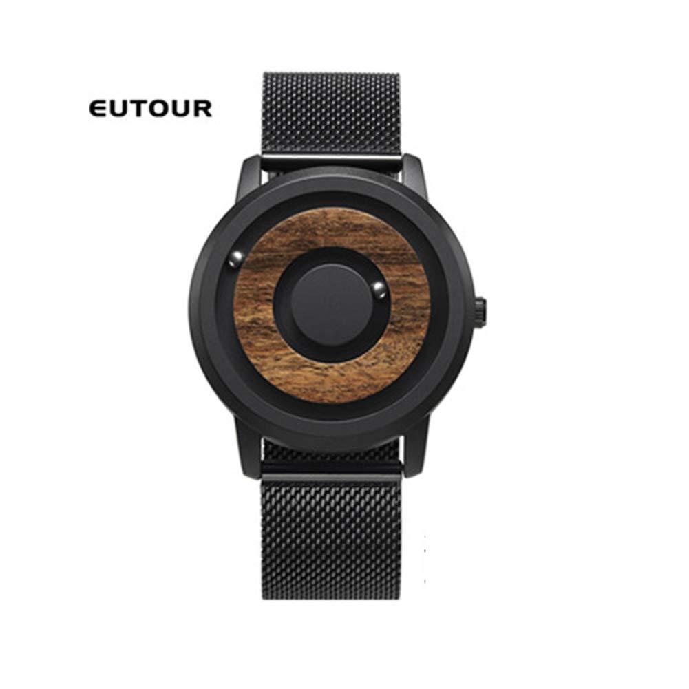 EUTOUR Magnetic Steel Ball Watch, Minimalist Wood Magnetic Watch Belt Natural Forest Fashion Couple Watch, Unisex Stainless Steel Watch, stainlesssteelstrap