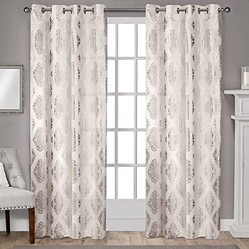 Exclusive Home Curtains Augustus Metallic Grommet Top Panel Pair, 52X84, Off-White, 2 Count