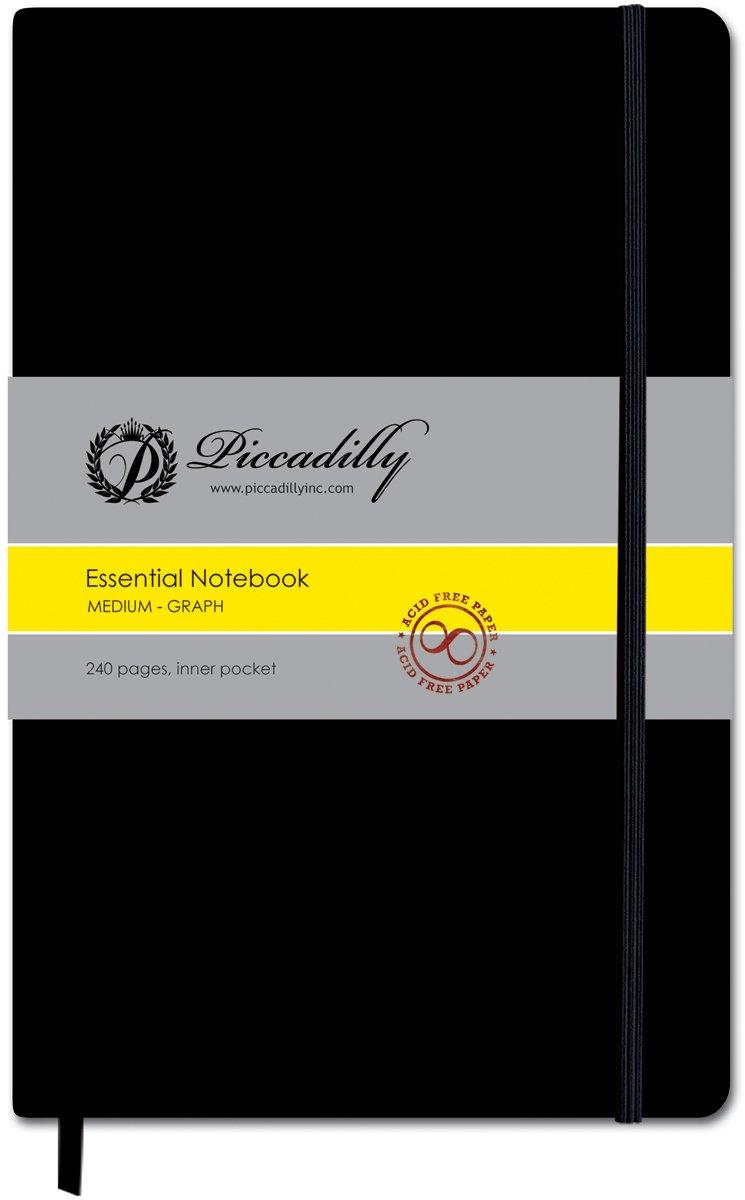 Piccadilly Essential Notebook Medium - Black - Graph