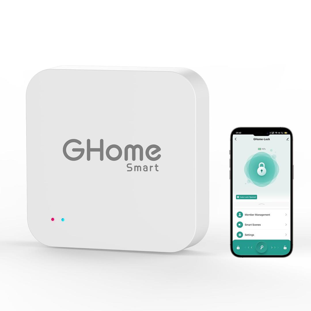 GHome Smart Tuya Bluetooth Gateway, Mini WiFi Gateway for Smart Door Lock and Tuya Smart Device, Work with Smart Life, Alexa Google Assistant, Realize Remote Control, Need 2.4G WiFi