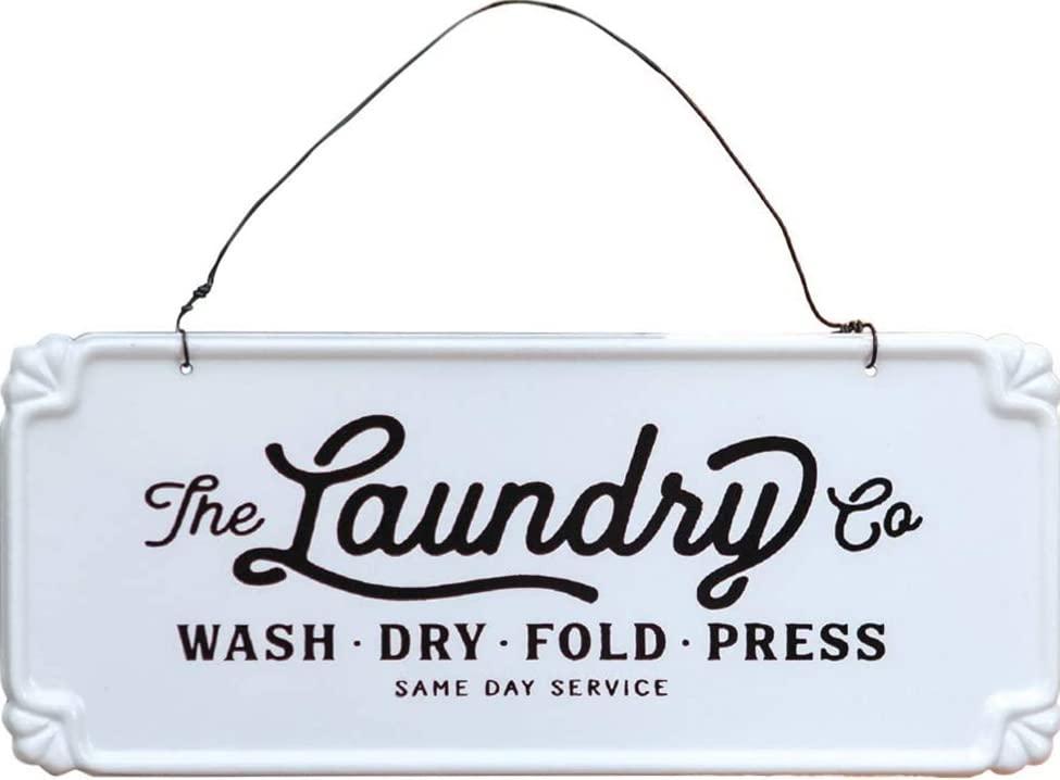 Enamel Laundry Sign | 10 inch | Farmhouse Style Black and White