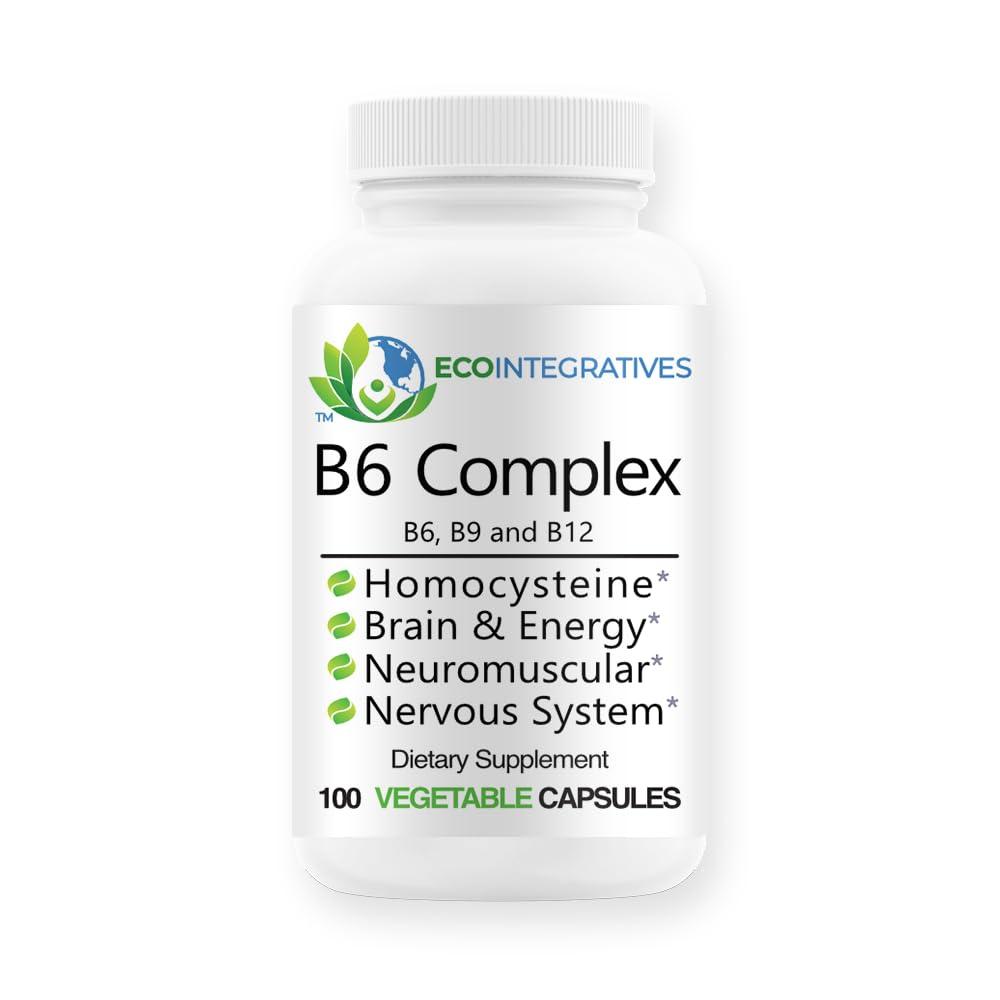 B6 Complex Vegan Vitamin B6, B9 Folate, B12 Methylcobalamin Supports Cardiovascular, Neuromuscular, Nervous System, Homocysteine, Energy, Blood Cell & Bone Health 100 Caps