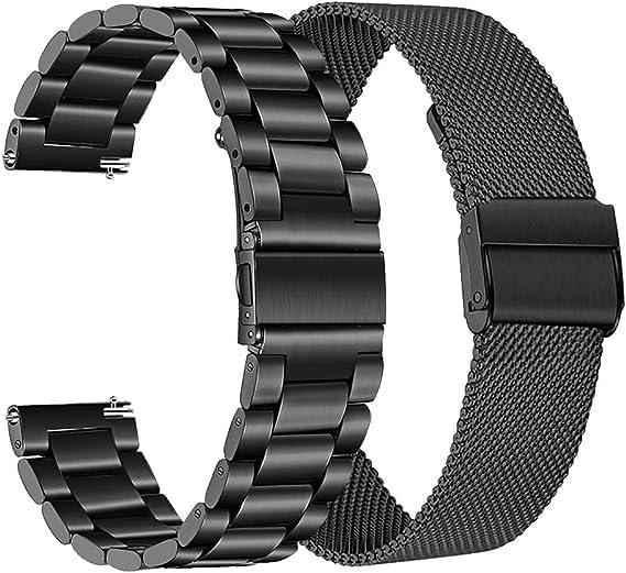 E ECSEM Intended for CARBINOX X-Ranger/Carbinox Vortex/Carbinox Vesta Replacement Strap Bands, Mesh Loop + Stainless Steel Metal Strap forCarbinox Military Smartwatch Accessories