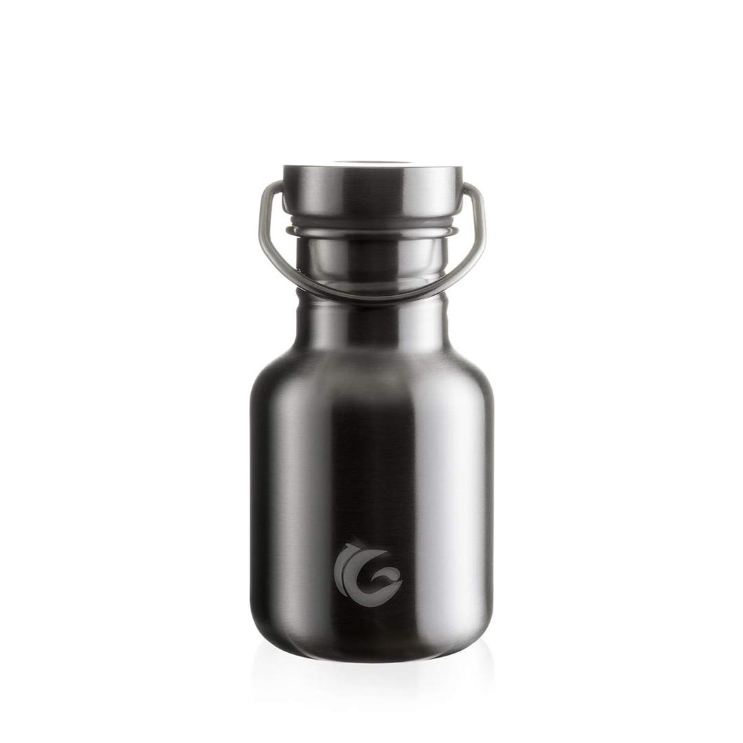 NEW 350ml Stainless steel Steel Cap bottle, Lois O'Hara logo - onegreenbottle, all steel bottle flask, canteen. FDA certified BPA/BPS free. Leakproof. Guaranteed. UK Design