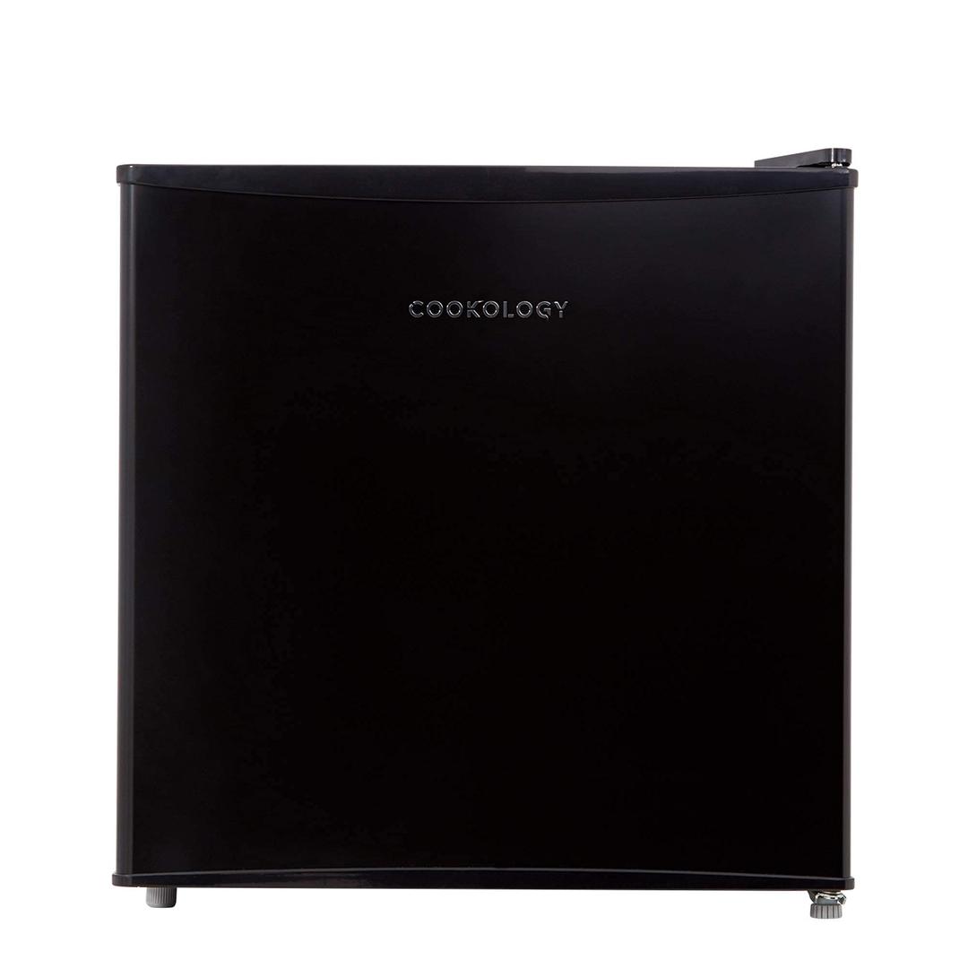 Cookology MFR45BK Small Table Top Mini Fridge for Counter Tops 46 Litre Capacity, Reversible Door, Adjustable Temperature Control and Legs with Chiller Box - In Black [Energy Class F]