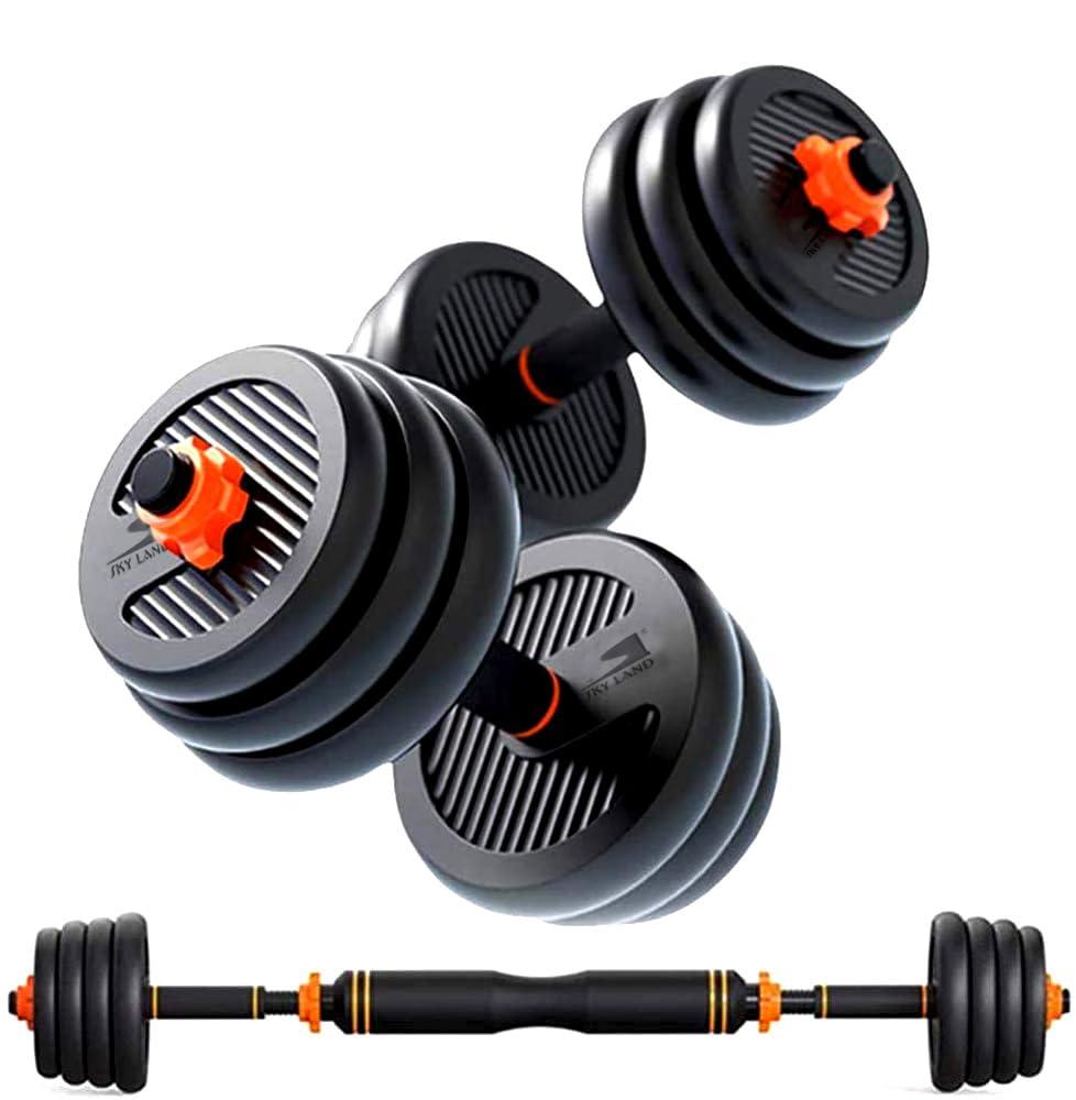 SKY LAND 20Kgs Unisex Adult Enviromental Adjustable Dumbbell N Barbell Set Black, L50 X W40 X 20, Em-9266-20