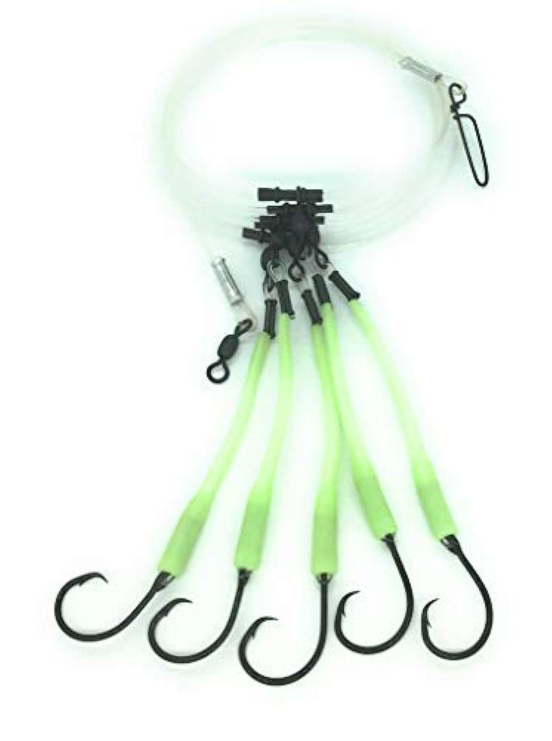 Deep Drop Fishing Rig, 5 Demon Circle 6/0 Hooks with Glow Sleeve, Deep Drop Snapper Rig