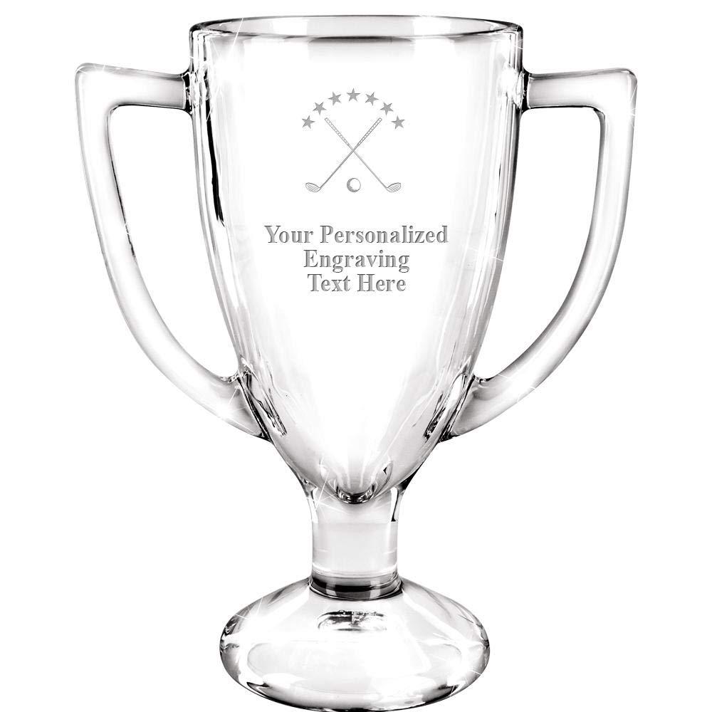 Personalized Glass Trophy, 7" Custom Engraved Golf Tournament Glass Cup Award Prime