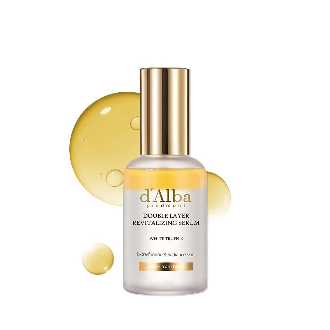 d'alba Piedmont Italian White Truffle Double Layer Revitalizing Serum, 100hr Hydration, Hyaluronic Acid and Centella Asiatica, Skin Firming and Tightening, Long-lasting Korean Skin Care (1.69 fl.oz)