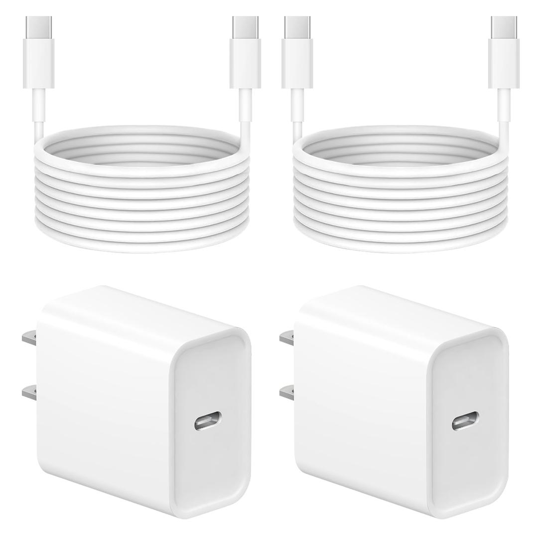 iPhone 16 15 Charger Fast Charging - 2 Pack 20W USB C Wall Charger Block with 6Ft Type C Cable Compatible with iPhone 16/16 Pro/16 Pro Max, iPhone 15, iPad Pro, Air 5/4, 10th（White）