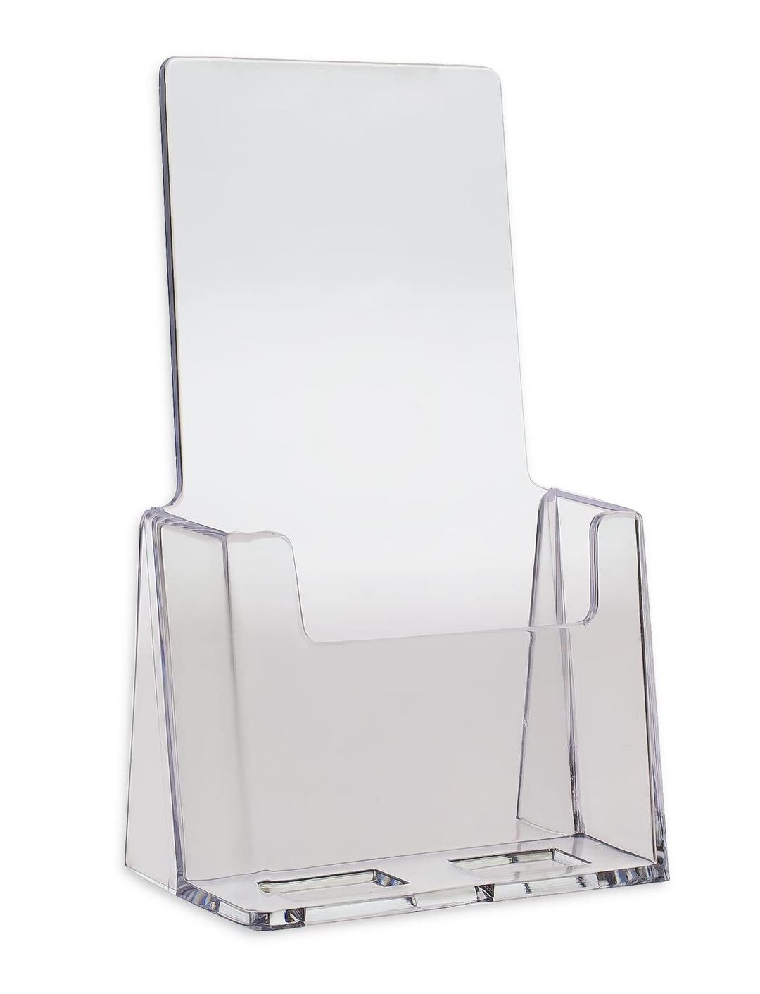 Dazzling Displays Clear Acrylic Brochure Holder - 4 x 9 Inches Tri-Fold Countertop Brochure Display Stand for Leaflets, Pamphlets, and Flyers for Business