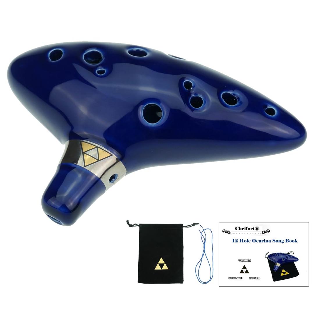 "Cheffort" 12 Hole Ocarina From Legend of Zelda,alto C Ocarina with Protective Bag,Buy zelda ocarina,12 hole zelda ocarina,ocarina of time,Ocarina Play by Link in Zelda