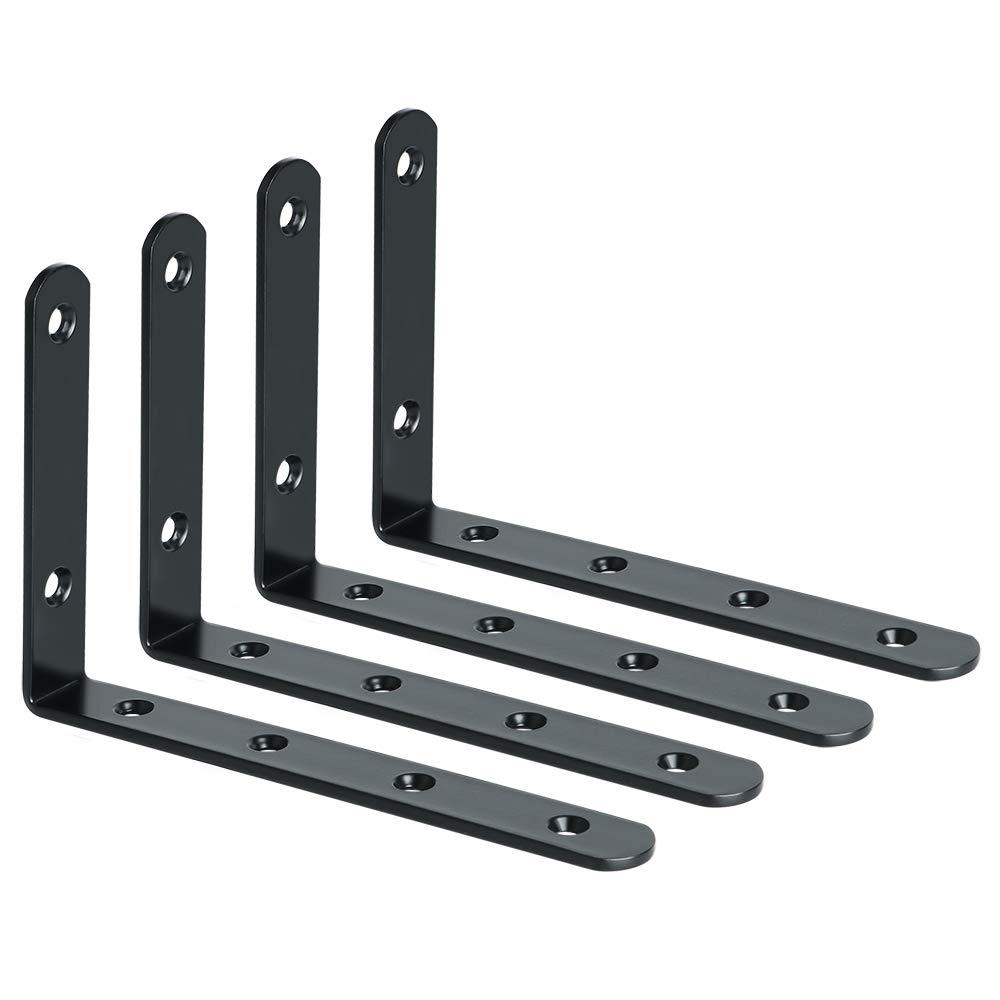 Alise Floating Shelf Brackets,Black Bracket for Shelves Heavy Duty L Wall Bracket Corner Brace,Joint Angle Bracket for Hanging Support,6x4 Inch(Pack of 4)