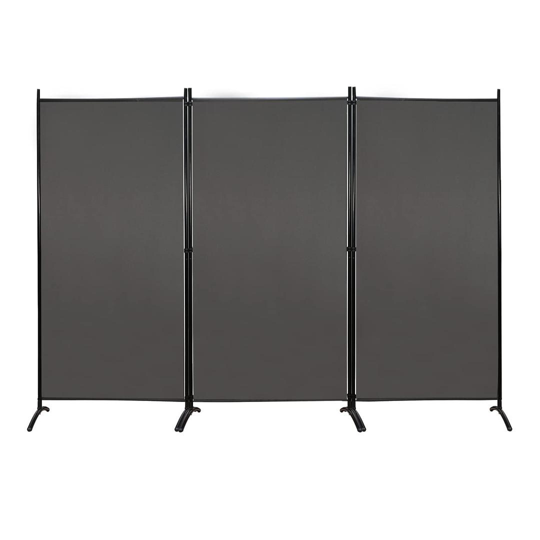 MAYOLIAH Partition Room Dividers 3 Panel Folding Privacy Screens 6 Ft Tall Portable Office Walls Dividers for Room Separator 102"x20"x71", Grey