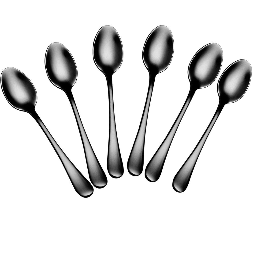 Demitasse Espresso Spoons, Mini Coffee Spoon, Stainless Steel Small Spoons for Dessert, Tea,Set of 6 (black)