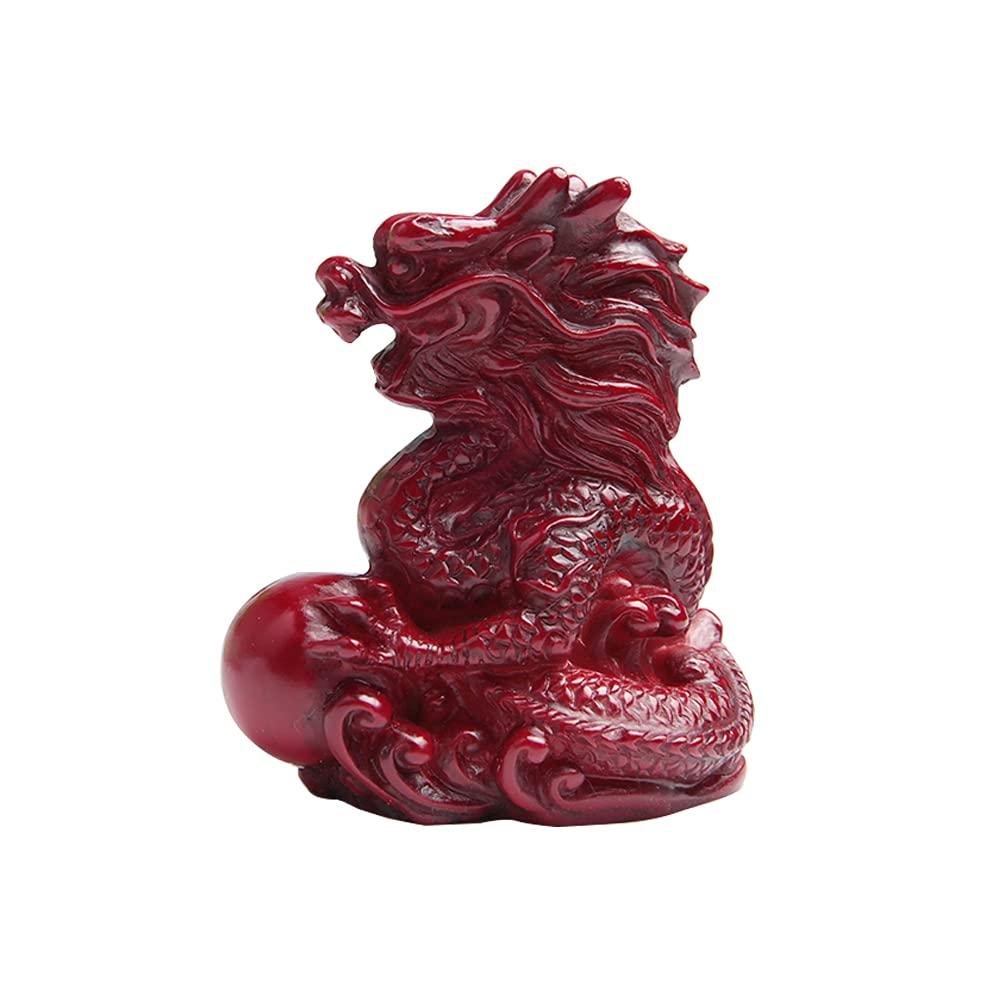 1Pcs Mini RED Chinese Feng Shui Dragon Figurine Statue for Luck Success