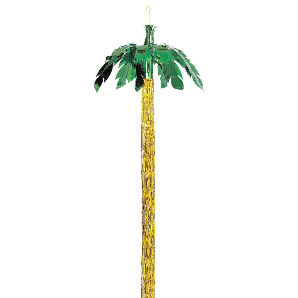 Green & Gold Palm Tree Foil Decoration (63cm x 16cm) 1 Count - Festive Tropical Party Decor