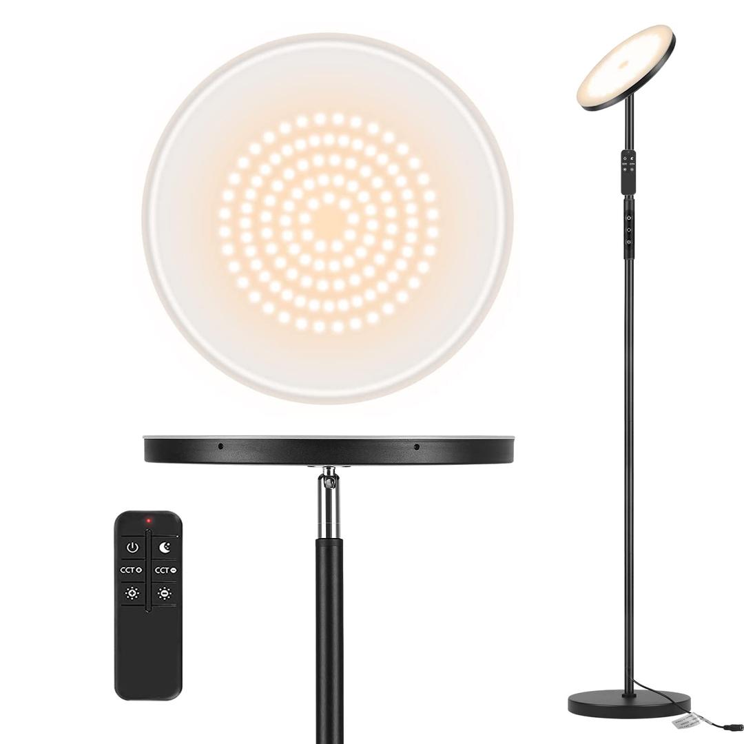 Floor Lamp, 2400LM Super Bright LED Lamps for Living Room 250W Equivalent, Tall Standing Lamp with Remote/Touch Control, Torchiere Bedroom Lamp with 2700K-6500K Stepless Dimmable for Modern Room Decor