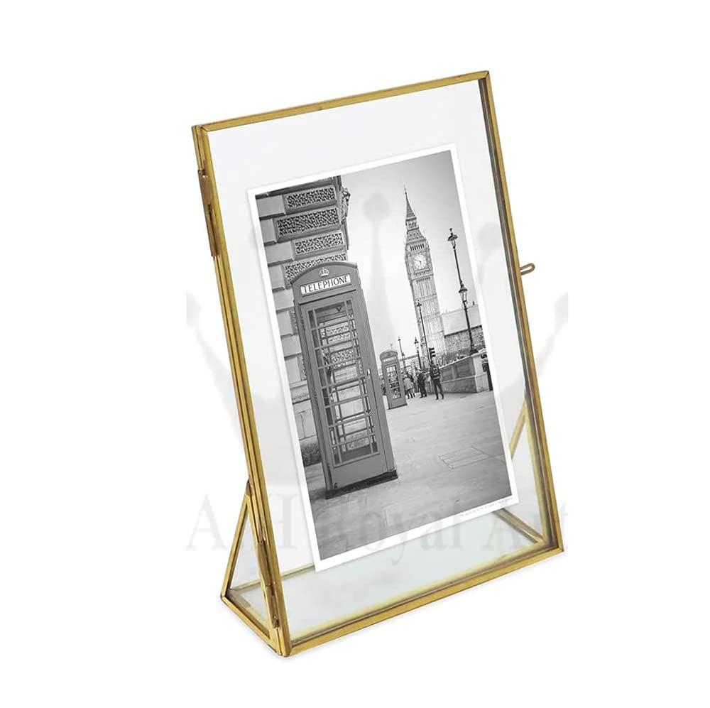 A.H Royal Art Decorative Metal Gold Vertical Photo Frame with Pressed Glass ( 4 x 6 inch) ,Tabletop