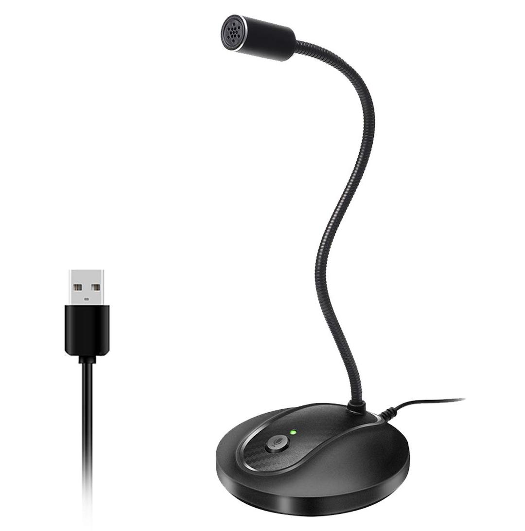 JOUNIVO USB Microphone, 360 Degree Adjustable Gooseneck Design, Mute Button & LED Indicator, Noise-Canceling Technology, Plug & Play, Compatible with Windows & MacOS