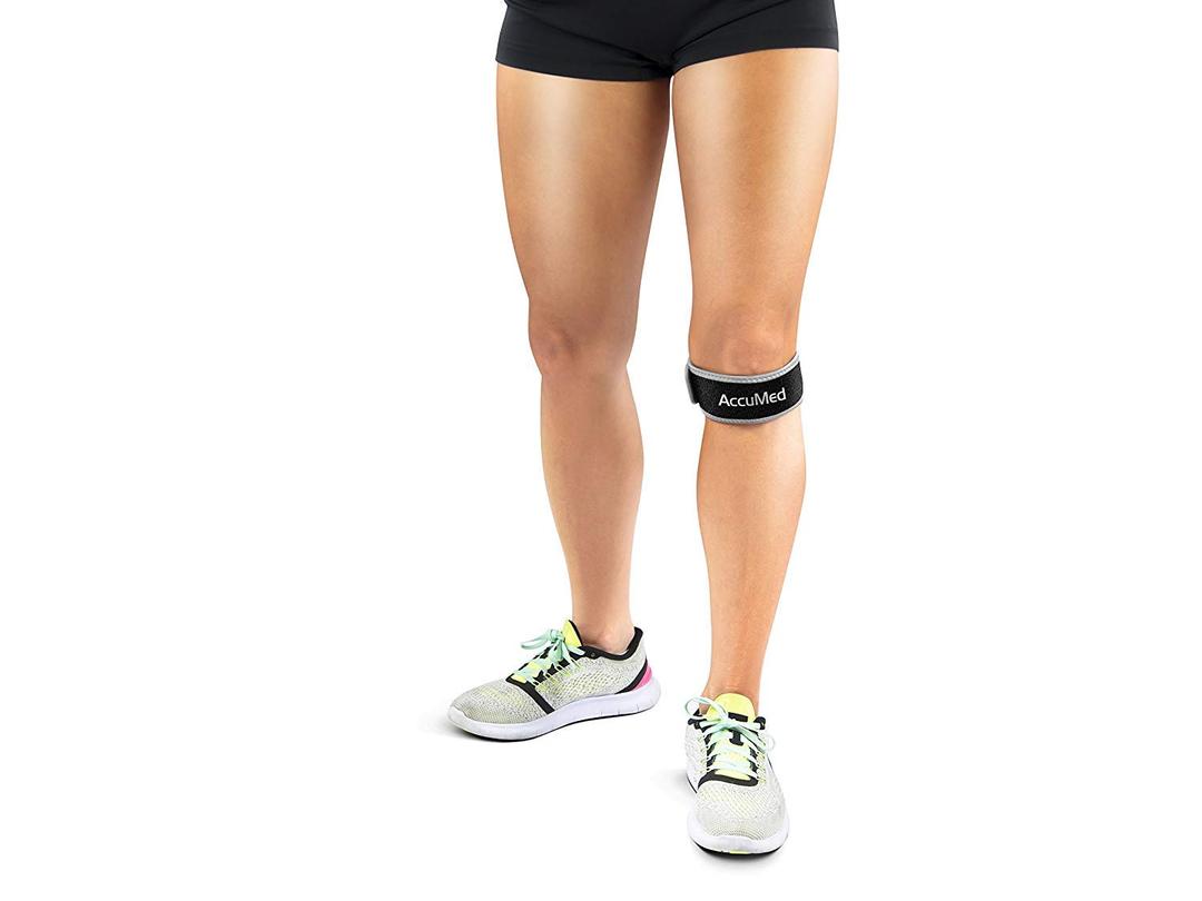 AccuMed Patella Knee Strap to Minimize Injuries, Provide Relief for Runners and Jumpers Knee, Recovery, Support to Knee Joints and Muscles. Made with Neoprene Heat-Retaining Material & Cushion