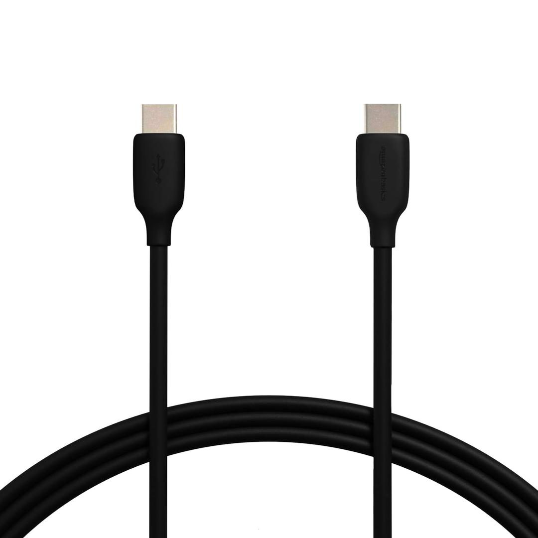 Amazon Basics USB-C to USB-C 2.0 Fast Charger Cable, 6 Foot, 480Mbps Speed, USB-IF Certified, for Apple iPhone 15, iPad, Samsung Galaxy, Tablets, Laptops, Black