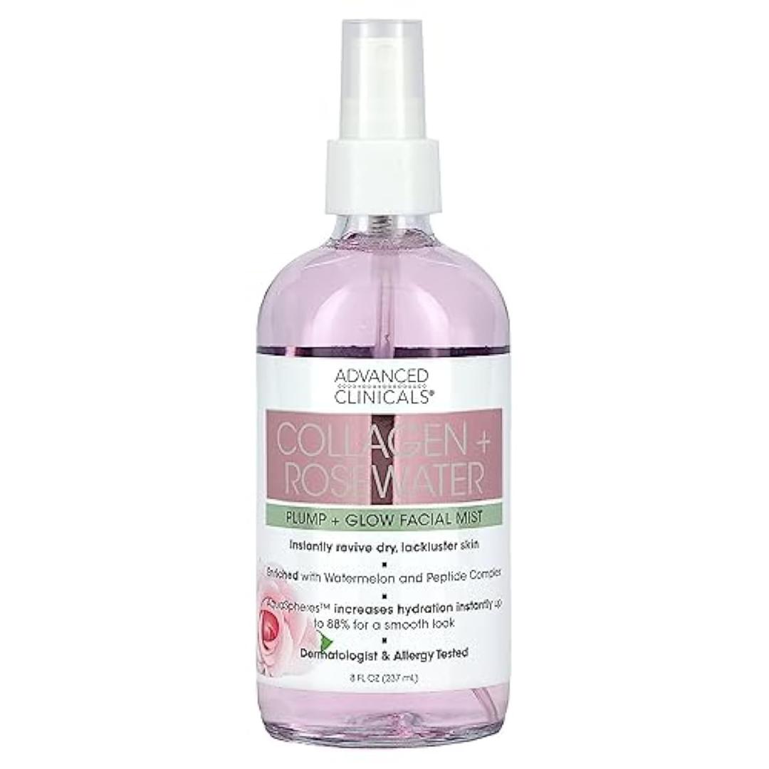 Advanced ClinicalsCollagen + Rosewater, Plump + Glow Facial Mist, 8 fl oz (237 ml)