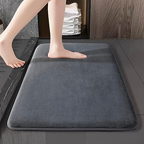 SONORO KATE Rugs, Ultra Absorbent & Non-Slip Memory Foam, Machine Washable, Soft Velvet Bath Mats, Easier to Dry for Bathroom Floor (17"×24", Dark Grey)